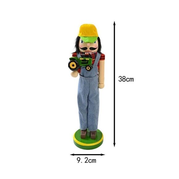 Farmer Nutcracker Western Green Tractor Figure Christmas Casual Home Decor New - Picture 8 of 8